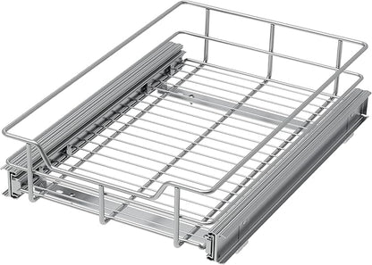 Pull Out Cabinet Organizer 14" W X 17" D, Slide Out Drawers For Kitchen Organizers and Storage, Pull Out Drawers For Cabinets Capacity Heavy Duty Caddy, Cabinet Shelves Chrome-Plated, Bathroom Pantry