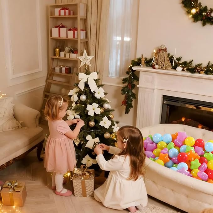 Ball Pit Balls Pack of 100 200 500 - Star and Round Set BPA Free Phthalate Free Non-Toxic Crush Proof Play Balls Soft Plastic Balls for Toddlers Baby Kids Birthday Pool Tent Party