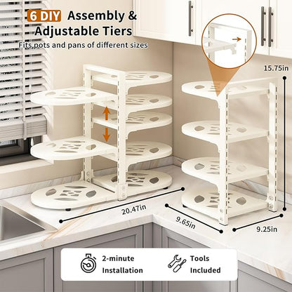 Adjustable Heavy Duty Pots and Pans Organizer Under Cabinet, 8-Tier Pot and Pan