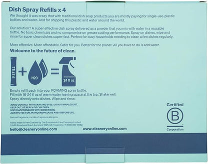 Dish Spray Cleaner Powder Concentrate Refills 4 Pack, Makes 24 fl oz Each, Tahitian Lime