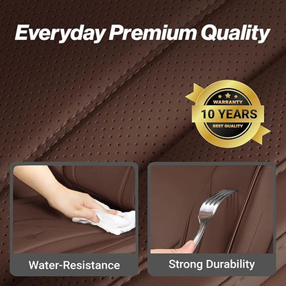 Coverland Custom SUV Car Seat Covers Front Seats for [2016-2022 Honda Pilot] - Protector Car Seat Cover Water Resistant Leather Memory Form Back Support Seat Cushion [Front-Dark Brown]