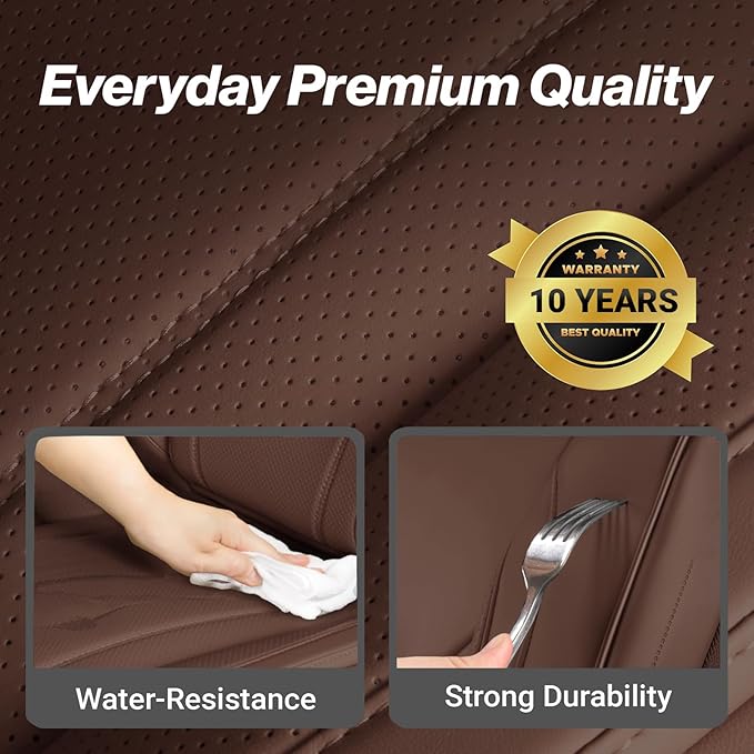 Coverland Custom Truck Car Seat Covers Full Set for [2003-2006 Chevy Silverado 1500 Extended Cab Captain Seats] - Protector Water Resistant Leather Memory Form Seat Cushion [Full Set-Dark Brown]