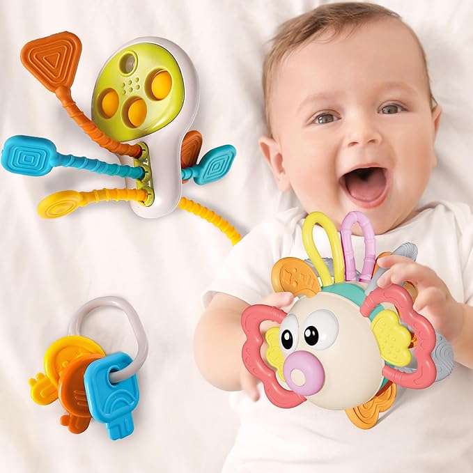 iPlay, iLearn Baby Toy 6-12 Month, Infant Sensory Teething Toy, Toddler Montessori Learning Activity Busy Play Set, Babies Crib Carseat Travel First Birthday Gift 7 9 10 Month 1 2 Year Old Girl Boy