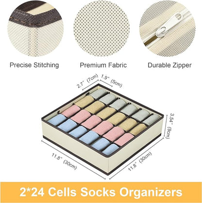 Joyoldelf Drawer Organizer 2 Packs, 24 Cell Collapsible Closet Cabinet Storage