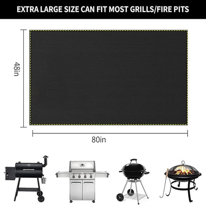 80x48 Inch Large Under Grill Mat for Outdoor Grill Deck Patio Protector, Silicone Fireproof Waterproof Oil-proof BBQ Floor Matt Pad
