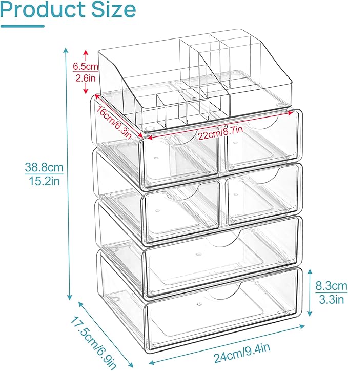 Vtopmart 5 Tier Clear Makeup Organizer
