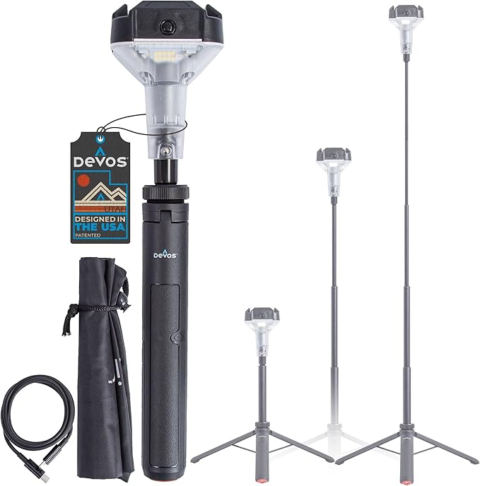 DEVOS - LIGHTRANGER 800 Mini Telescoping Camp Light, 4.5 Tall with 800 Lumens, Ultra Compact & Portable, Rechargeable LED Lantern, Up to 30-Hour Runtime, 1 Year Warranty, Includes Carry Case