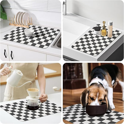 CooRug Checkered Dish Drying Mat