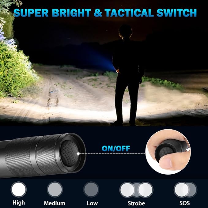 6Pack LED Flashlights High Lumens, 5Mode Tactical Flashlight for Home, Small Flashlights Powerful, Pocket Flashlight Bright, Adjustable Torch Light, Mini Flash Light for Emergencies Camping Outdoor