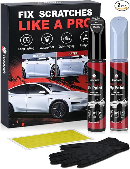 Machine Gray Metallic 46G for Mazda Touch Up Paint Kit with 2K Clear Coat,Exact Color Match Touch Up Paint for Chip and Scratch Repair