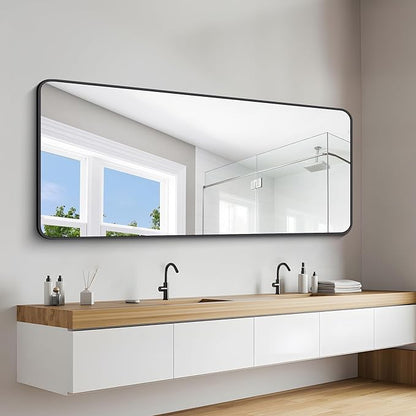 72" x 30"Bathroom Mirror, Matte Black Wall Mirror