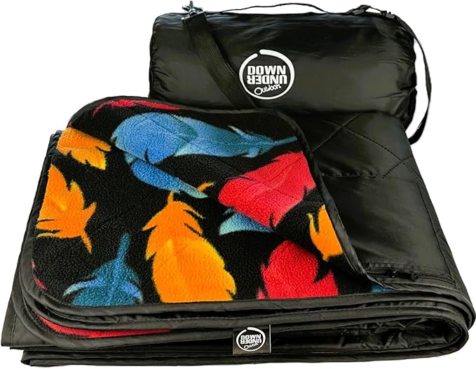 DOWN UNDER OUTDOORS Large Waterproof Windproof Extra Thick 350 GSM Quilted Fleece, or Sherpa Stadium Blanket