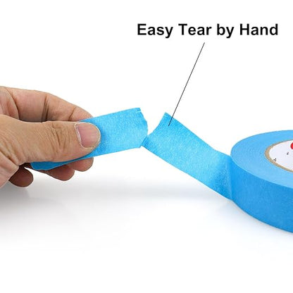 BOMEI PACK Blue Painters Tape 1 Inch Bulk - Paint Tape 6 Rolls x 1 Inch x 60 Yards - Painter's Tape Sky Blue Masking Tape for Walls Painting, DIY Crafting and School Projects, Total 360 Yards