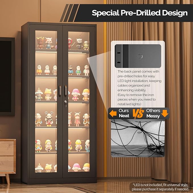 VINGLI Lockable Display Cabinet