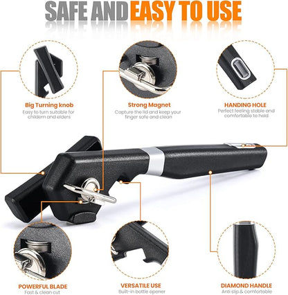 2 in 1 Safety Can Opener Manual Smooth Edge & Bottle Opener,