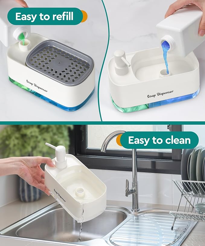 Kitchen Dish Soap Dispenser Set，Dish and Hand Soap Dispenser