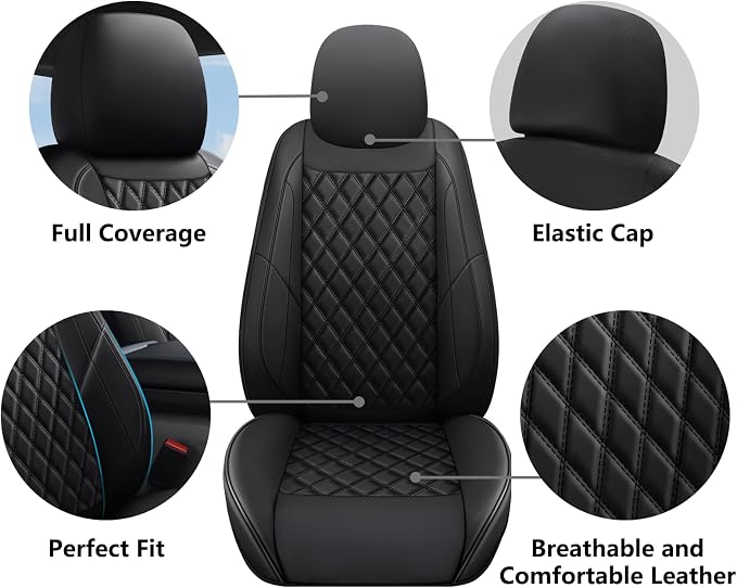 F150 Seat Covers, Custom Ford F150 Truck Seat Cover Fit for 2015-2025 F150 and 2017-2025 F250 F350 F450 Super Duty Crew Cab XL XLT Lariat King Ranch Platinum (Black, Front and Rear(5 seats))