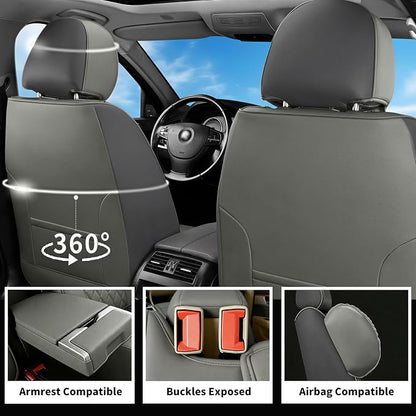 Car Seat Covers Compatible with Hyundai Ioniq 2017-2025 2026 - Full Set 5 Seats Luxury Leather All-Weather Seat Cushions & Protectors, Waterproof & Breathable, Airbag Compatible (Gray)