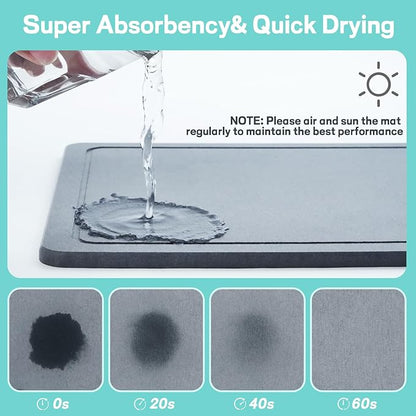 VABNEER Dish Drying Rack with Stone Drying Mat, Quick-Drying/Stainless/Super