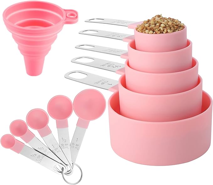 Measuring Cups and Spoons Set of Huygens Kitchen Gadgets 10 Pieces, Stackable