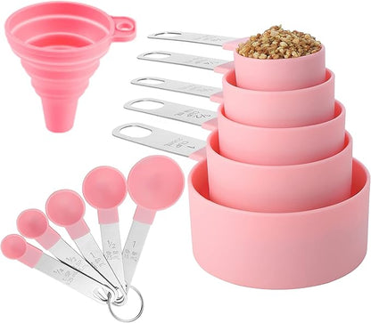 Measuring Cups and Spoons Set of Huygens Kitchen Gadgets 10 Pieces, Stackable