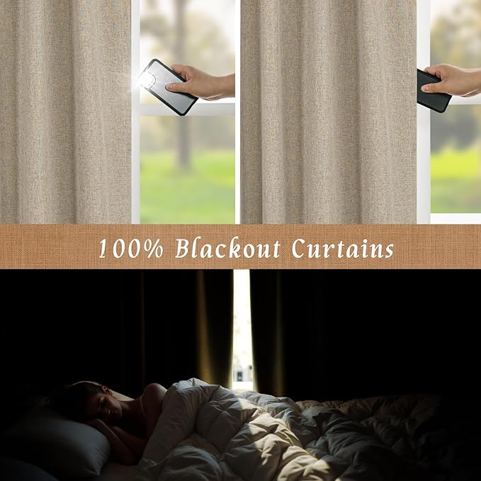 LAMIT Linen Full Blackout Window Curtains