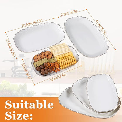 Kassel Ceramic Serving Platter Set | 16”/14”/12” Oval Serving Trays for Entertaining at Parties and Weddings | Oven Safe XL Serving Trays for Tacos, Steak, and Cake