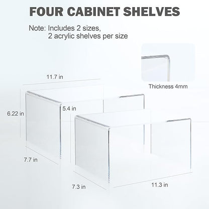 Acrylic Kitchen Cabinet Organizer Shelf, Spice Rack, Plate and Cupboard Storage Riser, Versatile Pantry Shelf, Durable Clear Countertop Organizer for Home and Kitchen(4 PCS)