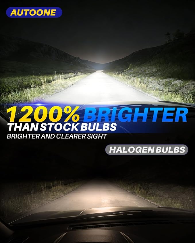 AUTOONE H11B LED Bulb, 60000LM H11B Lights Replacement, No Flickering, 3 Min Quick Install, 70K+ Lifespan, 2PCS