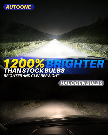 AUTOONE H11B LED Bulb, 60000LM H11B Lights Replacement, No Flickering, 3 Min Quick Install, 70K+ Lifespan, 2PCS