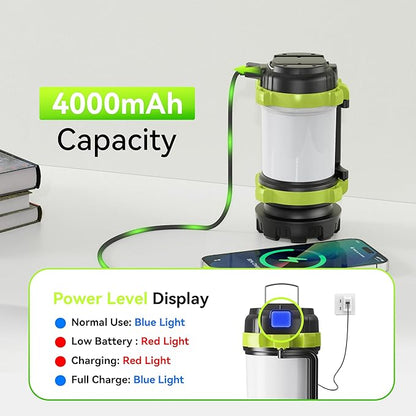 AlpsWolf Camping Flashlight, 6 Modes Camping Lantern Rechargeable LED Lantern for Power Outage, Camping Light Flashlight for Emergency, Green