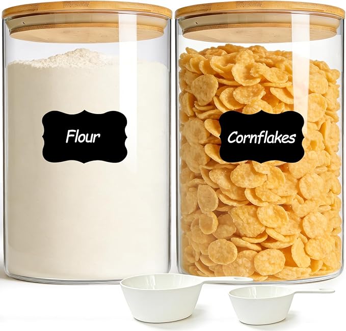 ComSaf 2Pcs Large Glass Storage Containers