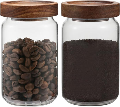 Small Glass Jar with Lids Mini Glass Bottle Glass Storage Canister Borosilicate Glass Containers for Spice Ground Nut Pasta Sugar Candy Tea (6.7oz（200ml)-2 PACK