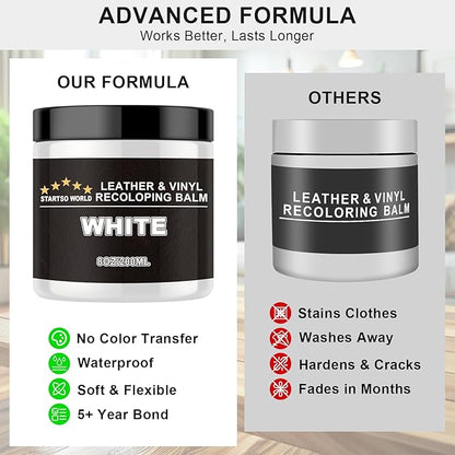 STARTSO WORLD 200Ml Leather Recoloring Balm with 100ML Leather Conditioner, White Leather Repair Kit for Furniture, Leather Dye, Leather Scratch Repair, Leather Couch Paint