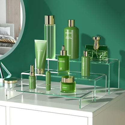 HIIMIEI Acrylic Display Riser, Thickened to 5mm Clear Rectangular Display Shelf