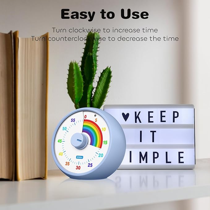 Visual Timer for Kids, 60-Minute Countdown Timer for Classroom Office Kitchen