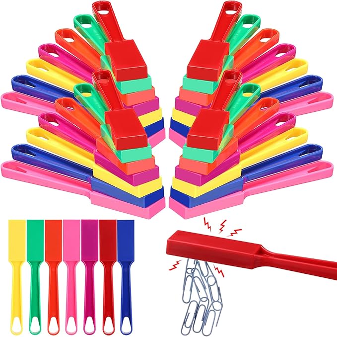 28 Pcs Magnetic Bingo Wand for Kids Educational Learning 8 Inch Rainbow Magnet Wand with Magnet Bar Magnet Sticks Science Experiment Tools for Preschool Learning Toys Classroom Bingo Games, 7 Colors