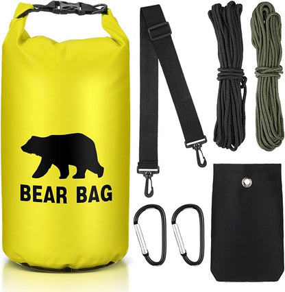 1 Set Bear Food Bag for Camping Ultralight Food Hanging System Includes Waterproof Bear Bag, Nylon Ropes, Hooks for Camping Backpacking