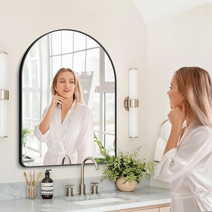 GLASHOM 30"x40" Black Arched Mirrors