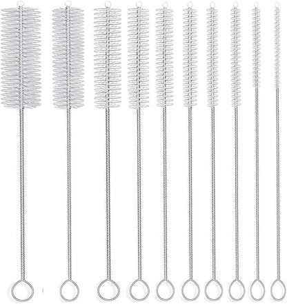 Long Straw Brush, Nylon Pipe Tube Cleaner 8-ihch 10 Different Diameters Set of