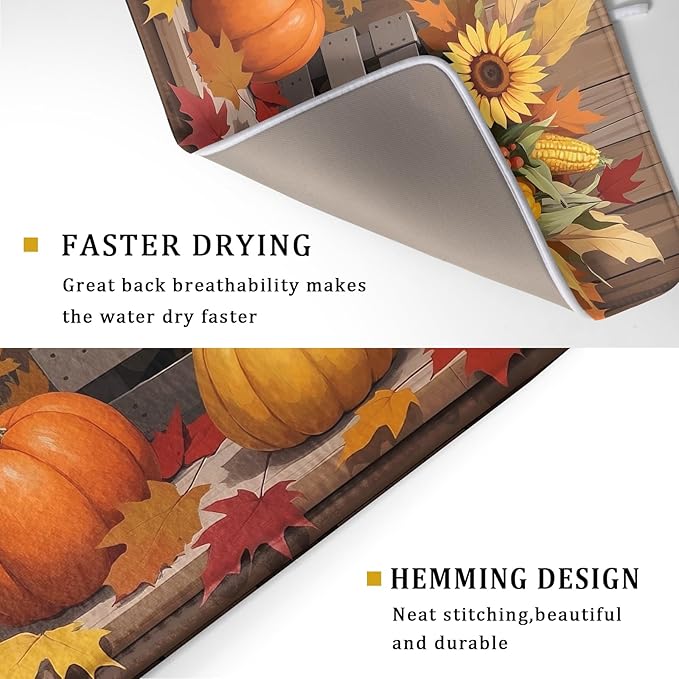 Fall Thanksgiving Dish Drying Mat