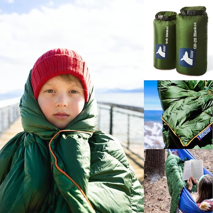 Horizon Hound Down Camping Blanket - Outdoor Travel Quilt | Sustainable, Insulated, Lightweight & Warm Gear for Sleep, Camping, Stadium, Hiking & Festivals | Water Resistant, Packable & Compact