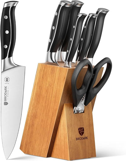 BRODARK Knife Set: 7 Piece Ultra Sharp Kitchen Knife Set Without Steak Knives