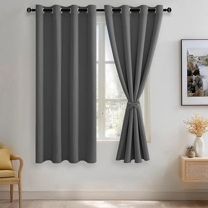 JIUZHEN Blackout Curtains with Tiebacks