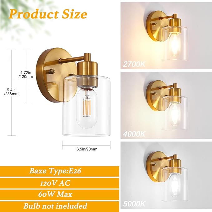 SOPEAS Brushed Gold Wall Sconce