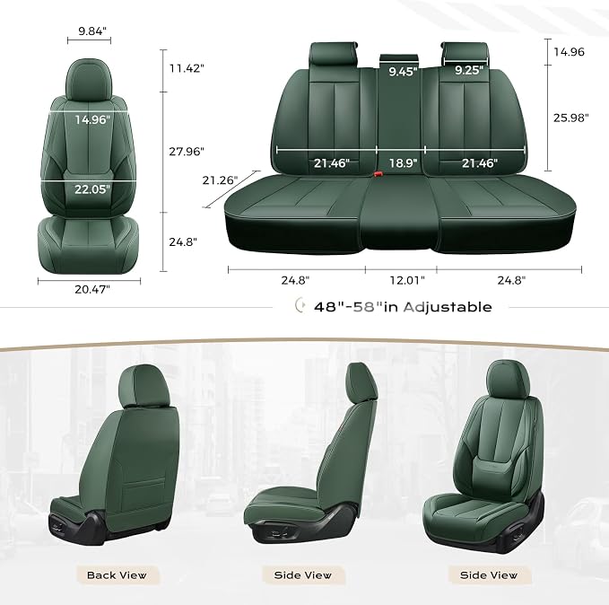 Coverado Car Seat Covers Full Set, Car Seat Protector Waterproof, Nappa Leather Car Seat Cushion, Seat Covers for Cars, Front Seats and Back Universal Fit for Most Cars