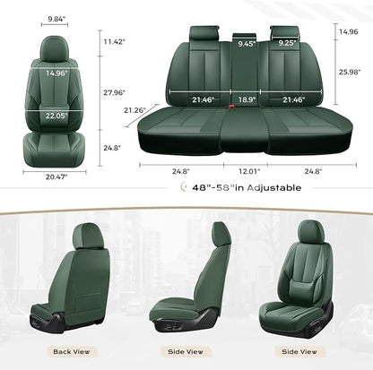 Coverado Car Seat Covers Full Set, Car Seat Protector Waterproof, Nappa Leather Car Seat Cushion, Seat Covers for Cars, Front Seats and Back Universal Fit for Most Cars