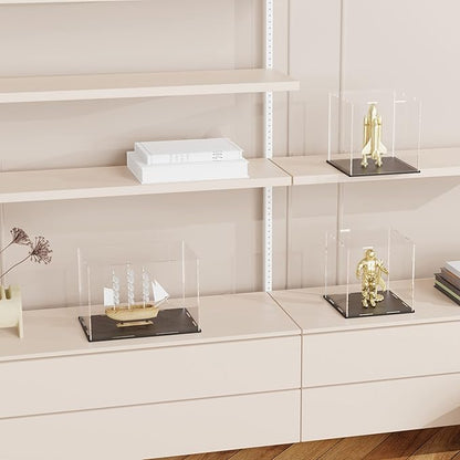 9 Inch Acrylic Case for Display, Clear Display Acrylic Box for Collectibles, Display Case with Matt Black Stand and Lid for Office Home