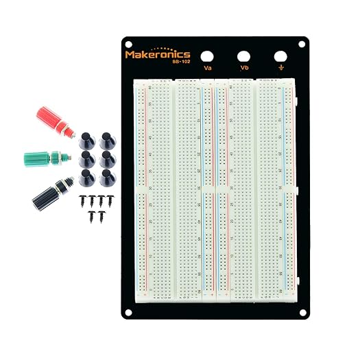 Makeronics Solderless 1660 Tie-Points Breadboard with Aluminum Back Plate for Circuit/Arduino/Raspberry Pi Prototyping Powered by Makeronics Technology