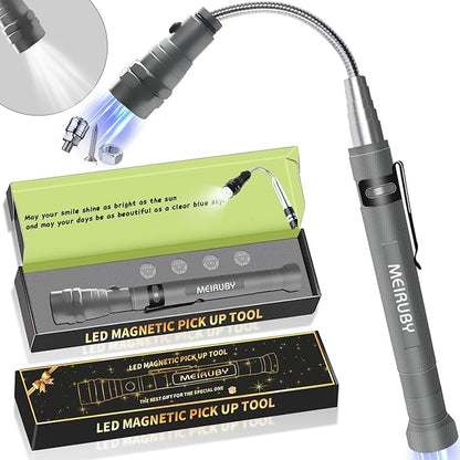 Magnetic Pickup Tool Gifts for Men, Stocking Stuffers for Men Adults, Telescoping Magnet Flashlight Christmas Birthday Gift for Dad, Mens, Him, Husband, Grandpa, Handyman